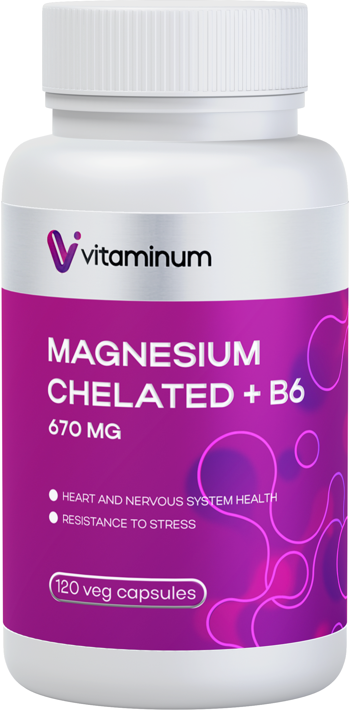  Vitaminum МАГНИЙ ХЕЛАТ + витамин В6 (670 MG) 120 капсул 800 мг  в Ярославле